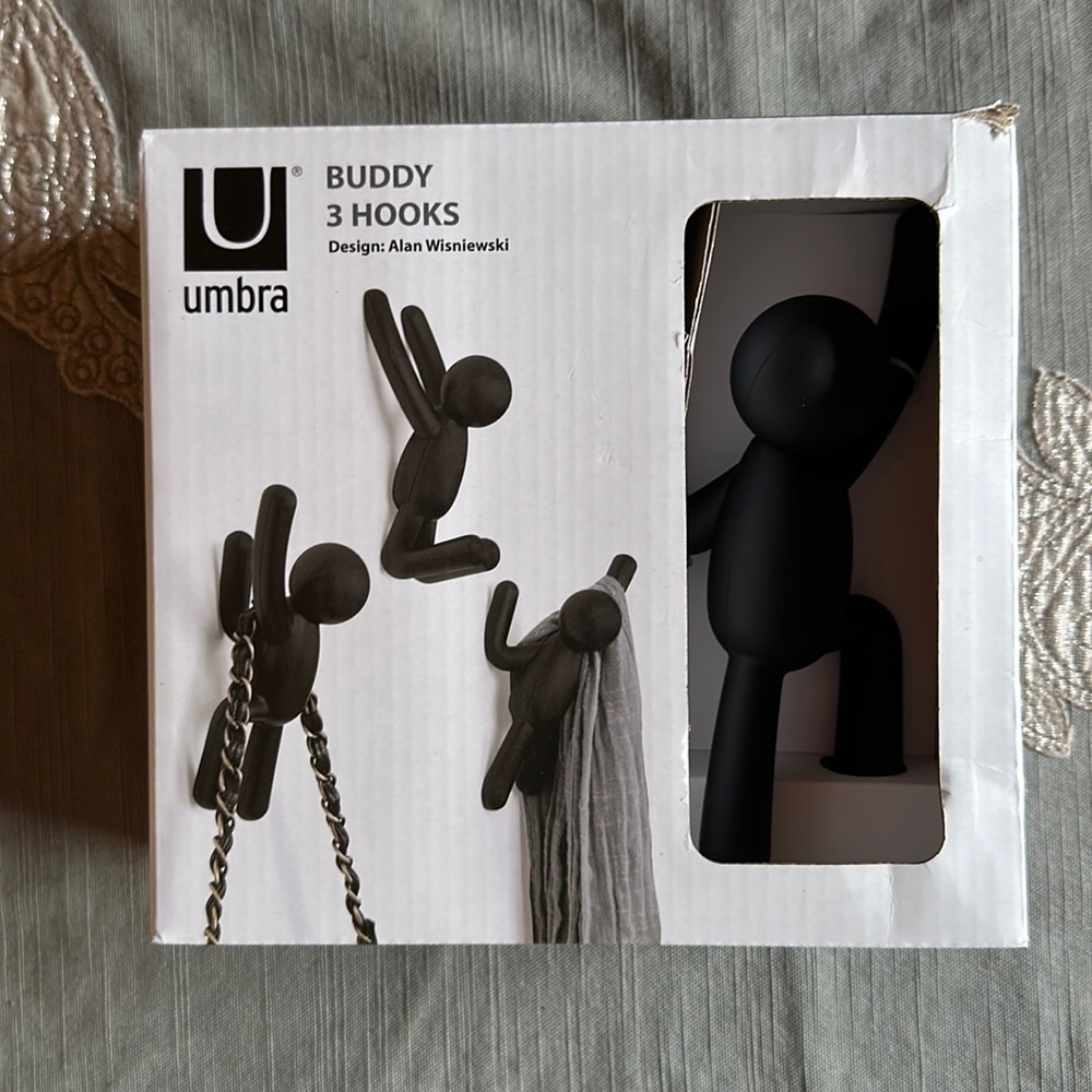 Umbra - Black Modern Buddy 3 Wall Hooks